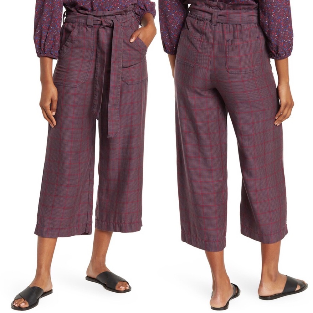 Marine Layer Plaid Caroline Paper Bag Pant